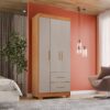 Guarda-roupa solteiro 3 portas e 2 gavetas Estrela Premium - Cinamomo/Off White - Sallêto