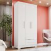 Guarda-roupa solteiro 3 portas e 2 gavetas Estrela Premium - Branco - Sallêto
