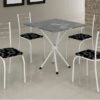 Conjunto de Mesa Tubular Branca com 4 Cadeiras Rio - Pedra Quadrada 70 x 70cm Granito Topázio - TTX