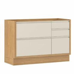Balcão Sem Tampo 1 Porta Horizontal 4 Gavetas Lisboa 120cm - Freijó/Off White - Itatiaia