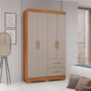 Guarda-roupa solteiro 4 portas e 2 gavetas Estrela Premium - Cinamomo/Off White - Sallêto