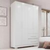 Guarda-roupa solteiro 4 portas e 2 gavetas Estrela Premium - Branco - Sallêto