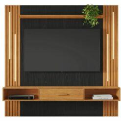 Painel Home Suspenso com Led para TV até 65” Louvor - Cinamomo/Preto