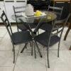 Conjunto de Mesa Tubular com 4 Cadeiras Marabá com Tampo de Vidro Redondo 75cm - TTX