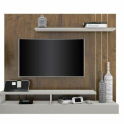 Painel Home Suspenso para TV até 50” Zeus - Ipê/Off White - Bors