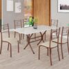 Conjunto de Mesa Tubular Com 6 Cadeiras Paraty 140 x 75cm Tampo Pedra pintada Off White - TTX