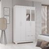 Guarda-roupa solteiro 4 portas e 2 gavetas Com espelho Estrela Premium - Branco - Sallêto