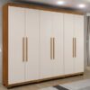 Guarda-roupa Casal 6 portas 4 gavetas Master - Cinamomo/Off White - BNT