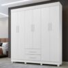 Guarda-roupa Casal 6 portas e 2 gavetas Com pés Copacabana - Branco - BNT