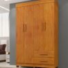 Guarda-roupa solteiro 4 portas e 2 gavetas Com pés Copacabana - Cinamomo - BNT