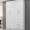 Guarda-roupa solteiro 4 portas e 2 gavetas Com pés Copacabana - Branco - BNT