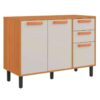Balcão Com Tampo 3 portas 2 gavetas Nápoles 120cm - Cinamomo/Off White - Itatiaia