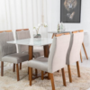 Conjunto Mesa de Jantar Quadrada 90 x 90 Lisboa Com 4 Cadeiras Veludo Bege - Tampo Off/White - Art