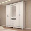 Guarda-Roupa Casal Com penteadeira 6 Portas 3 Gavetas Com espelho Débora - Branco - Acp