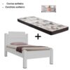 Kit solteiro - Cama Solteiro Paris Branco Gabrielli + Colchão Solteiro INN Espuma D20 - 88 x 188 x 12 - Lestespuma
