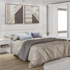 Cabeceira Box Casal com 2 Mesas de Cabeceira Jade 100% MDF - Branco - Sallêto