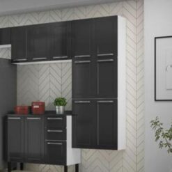 Cozinha Modulada 3 Peças 12 Portas Florença - Branco/Grafite - Itatiaia
