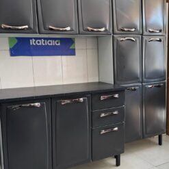 Cozinha Modulada 3 Peças com 12 portas New Premium - Branco/Preto - Itatiaia