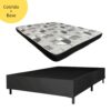 Kit Casal - Colchão INN D20 + Base Box inteiro Suede Preto - 138 x 188 x 48 - NS