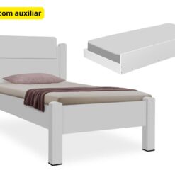 Cama com Auxiliar Solteiro Paris - Branco