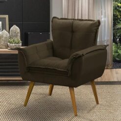 Poltrona Decorativa 1 Lugar Lotus - Marrom