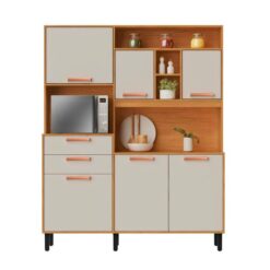 Kit Cozinha Compacto Cozinha 6 Portas 2 Gavetas Nápoles 160cm - Cinamomo/Off White - Itatiaia