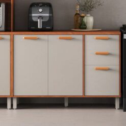 Balcão Com Tampo 3 portas 2 gavetas Itafriz 120cm - Cinamomo/Fendi - Itatiaia