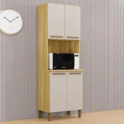 Paneleiro 4 Portas Cristal Master Titanium - Cinamomo/Off White - Arte Móveis