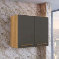 Armário Aéreo de parede 2 portas Cristal com 0,70m - Cinamomo/Grafite -  ATM