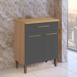 Balcão Multiuso 2 portas 1 gaveta Cristal com 70cm - Cinamomo/Grafite - ATM