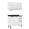 Kit Cozinha 2 peças Florença com 6 portas -  Armário Aéreo 3 Portas e Balcão - Branco - Itatiaia