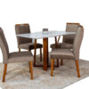 Conjunto Mesa de Jantar Retangular Lisboa 120 x 80 Com 4 Cadeiras Veludo Marrom - Tampo Off White - Art