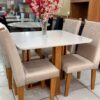 Conjunto Mesa de Jantar Quadrada Tais 95 x 95 Com 4 Cadeiras Nude - Cinamom/Off White - Cimol