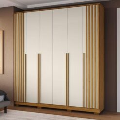 Guarda-Roupa Casal 6 portas com pés Jasmile - Cinamomo/Off White - Acp