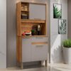 Kit Cozinha Compacto 3 portas e 1 Gaveta Lia - Cinamomo/Off White - Sallêto
