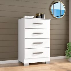 Cômoda com 4 Gavetas Flora - Branco - Poquema