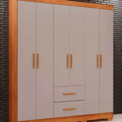 Guarda-roupa Casal 6 portas e 2 gavetas Estrela Premium - Cinamomo/Off White - Sallêto