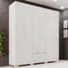 Guarda-roupa Casal 6 portas e 2 gavetas Estrela Premium - Branco - Sallêto