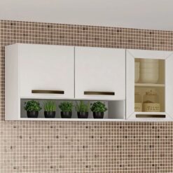 Armário Aéreo 3 portas Reflecta Cozinha Valência - Branco - Sallêto