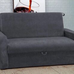 Sofá-Cama com baú 2 Lugares Daiane - Cinza Escuro 250 - Matrix