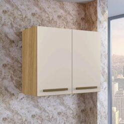 Armário Aéreo de parede 2 portas Cristal com 0,70m - Cinamomo/Off White -  ATM