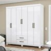 Guarda-Roupa Casal 6 Portas 2 gavetas com pés Áries - Branco - CRM