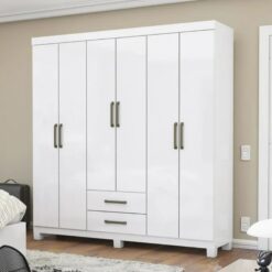 Guarda-Roupa Casal 6 Portas 2 gavetas com pés Áries - Branco - CRM