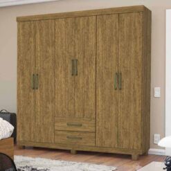 Guarda-Roupa Casal 6 Portas 2 gavetas com pés Áries - Cinamomo - CRM