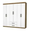 Guarda-Roupa Casal 6 Portas 2 gavetas sem pés Áries - Cinamomo/ Branco - CRM