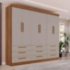 Guarda-Roupa Casal 6 Portas 9 Gavetas Sem pés Sem espelho Dinamarca - Cinamomo/Off White - Sallêto