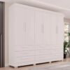 Guarda-Roupa Casal 6 Portas 9 Gavetas Com pés Sem espelho Dinamarca - Branco - Sallêto