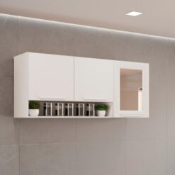 Armário Aéreo 3 portas Reflecta Cozinha New Valência - Branco - Sallêto