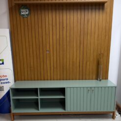 Conjunto Home - Painel e Rack para TV 70" Holanda - Salvia/Cinamomo - PMB