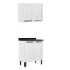 Kit Cozinha 2 peças Florença com 4 portas -  Armário Aéreo 2 Portas e Balcão - Branco - Itatiaia